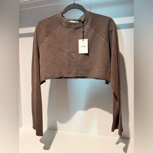 NWT Joah Brown Ling Sleeve Crop Top